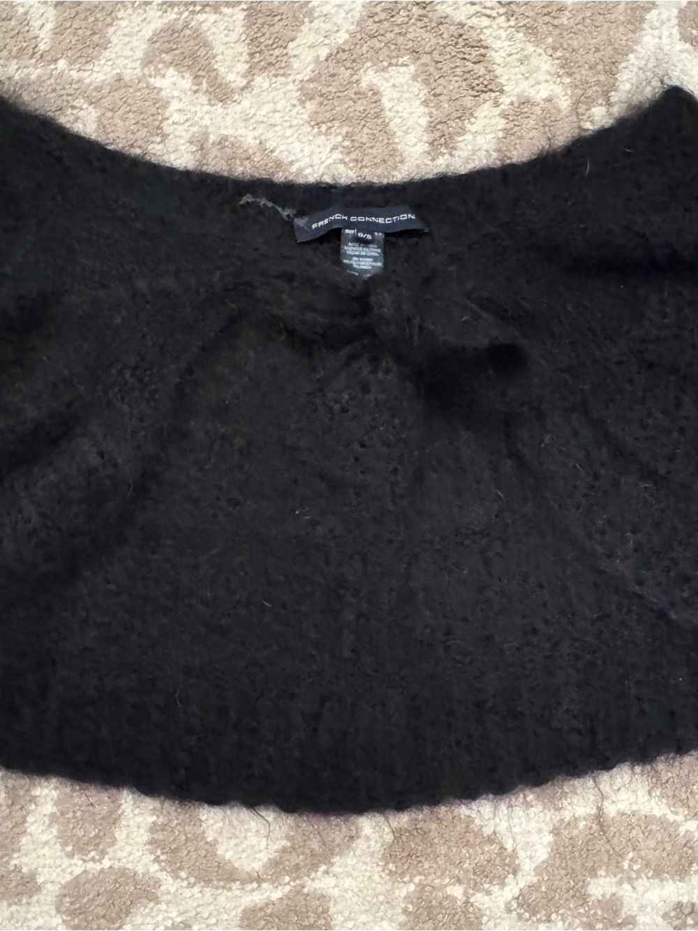 French Connection Black Fuzzy Mohair Cardigan